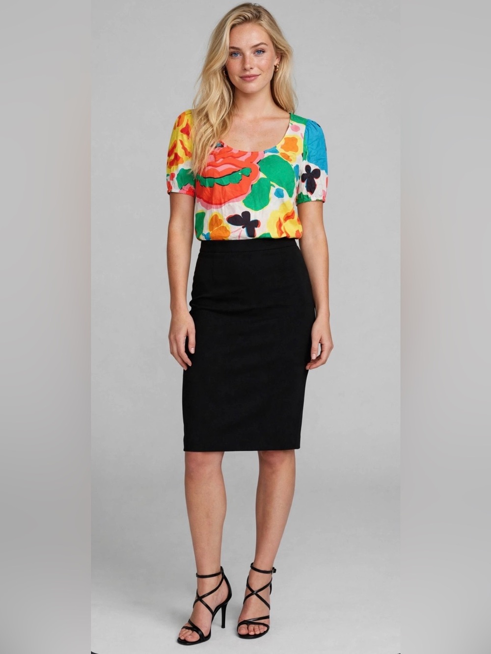 100% Cotton Multicolor Floral Women's Top